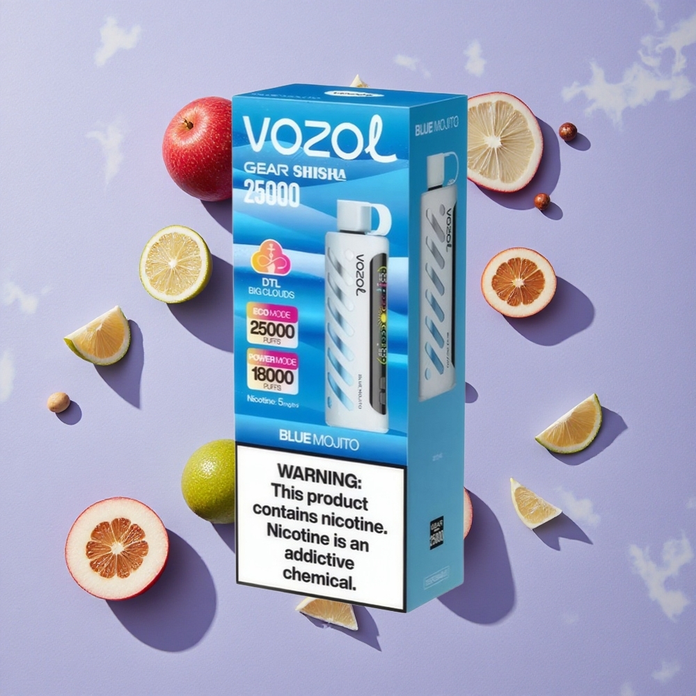 Kék Mojito VOZOL Gear Shisha 25000 Puffs eldobható e-cigaretta, 30 ízletes íz, 1000mAh akkumulátor