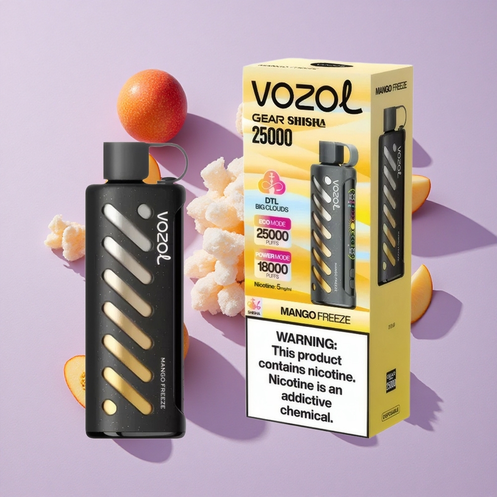 Mangó Fagyasztotta VOZOL Gear Shisha 25000 Puffs Egyszerhasználatos Vape, 1000mAh Akkumulátor, 5mg/ml Nikotin