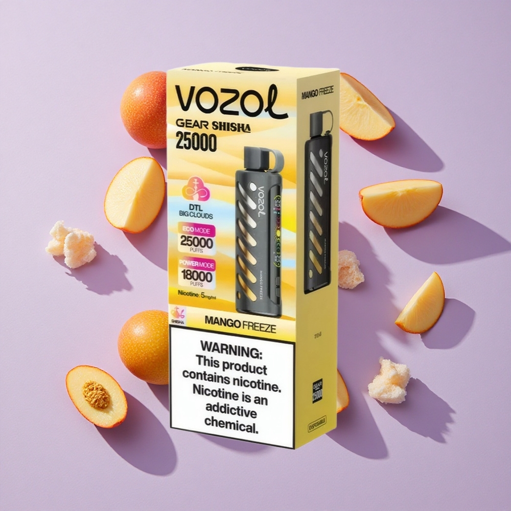 Mangó Fagyasztotta VOZOL Gear Shisha 25000 Puffs Egyszerhasználatos Vape, 1000mAh Akkumulátor, 5mg/ml Nikotin