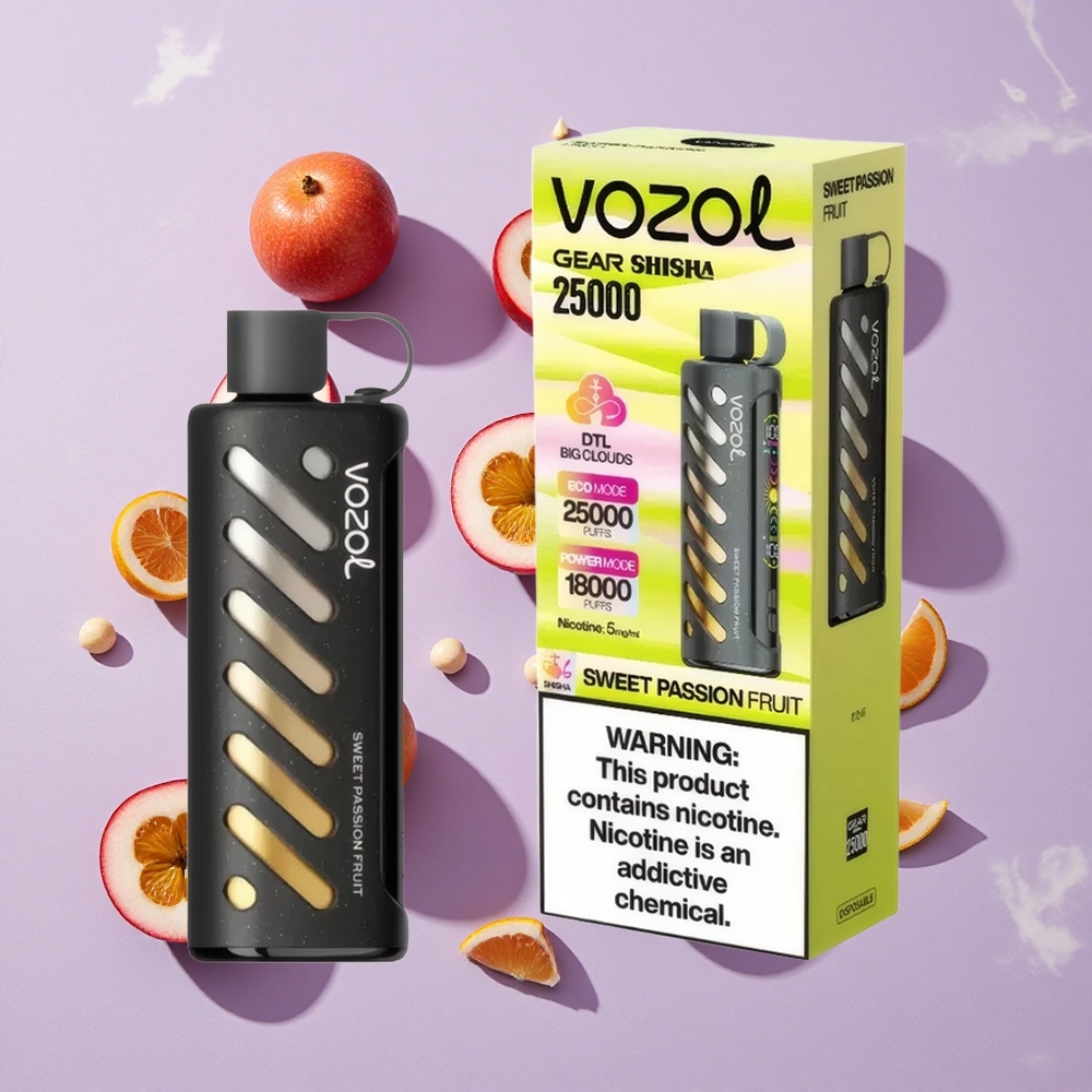 Édes Passiógyümölcs VOZOL Gear Shisha 25000 Puffs Egyhasználatos E-Cigit 30 Finom íz, Kettős Mesh Két Mód