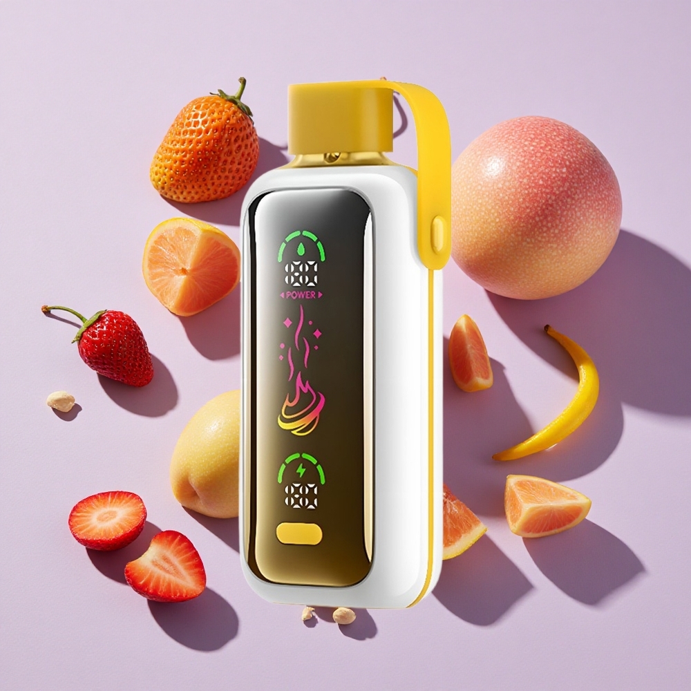 Eper-Mangó VOZOL Star 20000 Puffs eldobható e-cigaretta, 2,2" HD tükröződésmentes kijelző, Dupla hálós mód